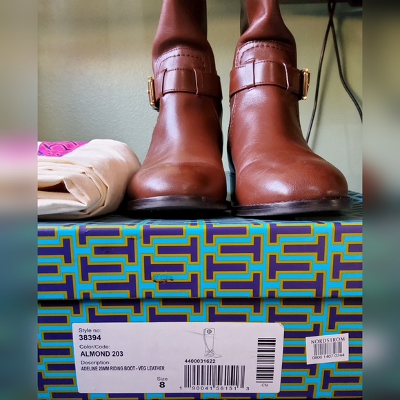 Tory Burch Adeline Riding Boots Color Almond Women's Size 8 - Picture 5 of 11